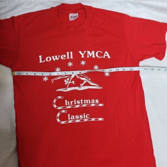 VINTAGE‎ 80s red single stitch YMCA Christmas Classic crew neck t-shirt S - Picture 9 of 10